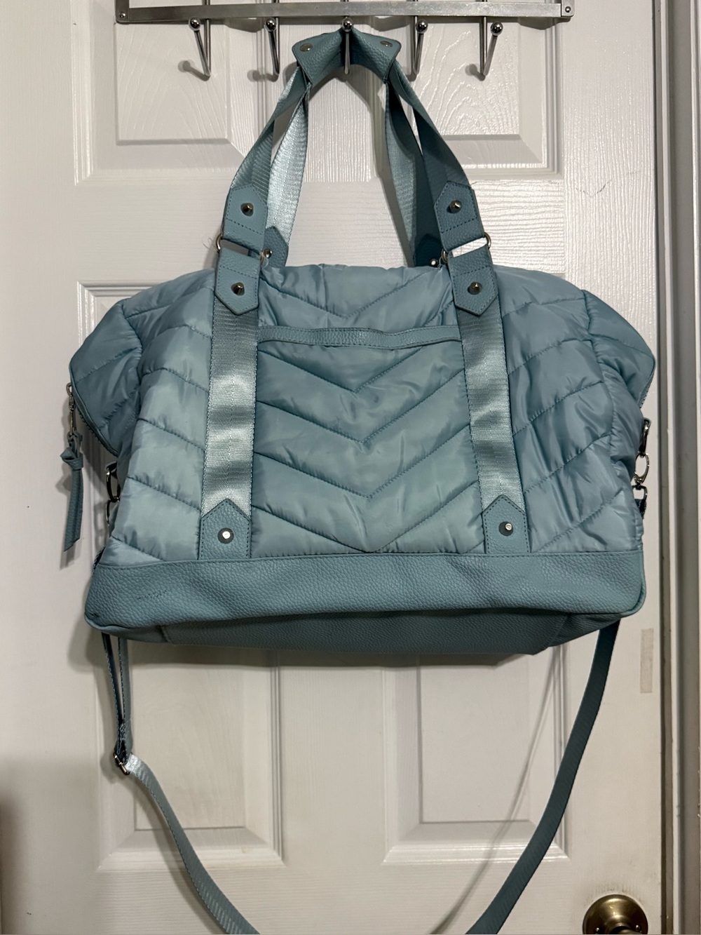 Cynthia Rowley Blue Quilted Weekender Travel Bag